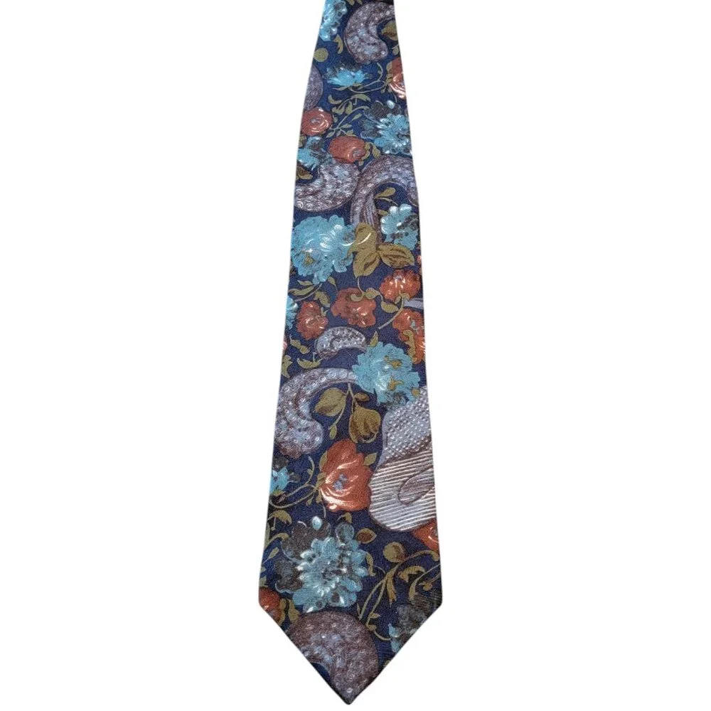 Bugatti Vintage Blue Floral Neck Tie
